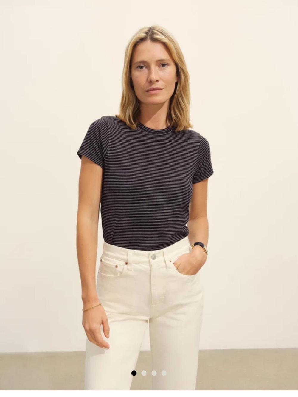 Buck Mason Women’s Navy Seaport Stripe Slim Tee Cotton Crew Small Classic Staple